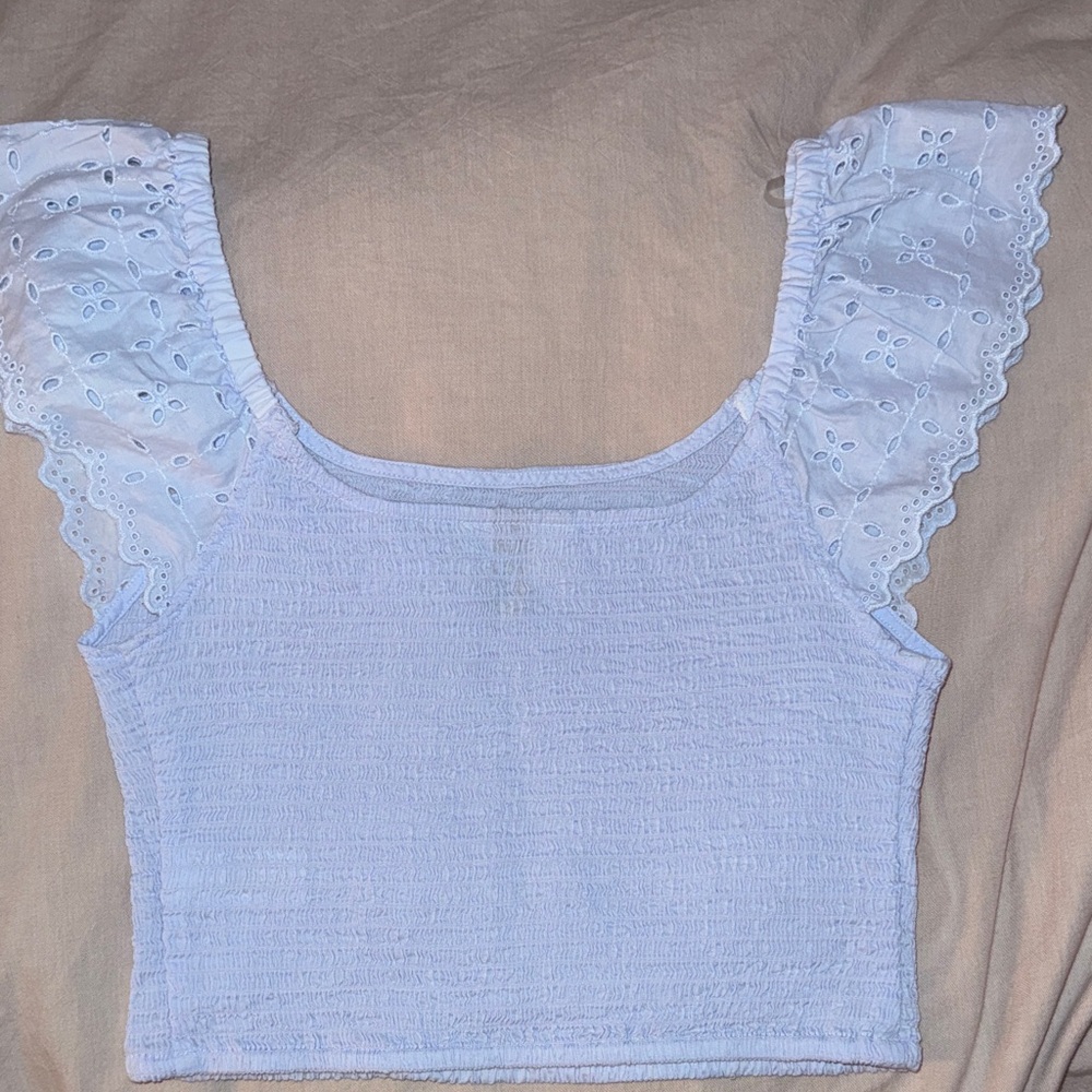 Universal Thread Light Blue Eyelet Ruffle Tank Top